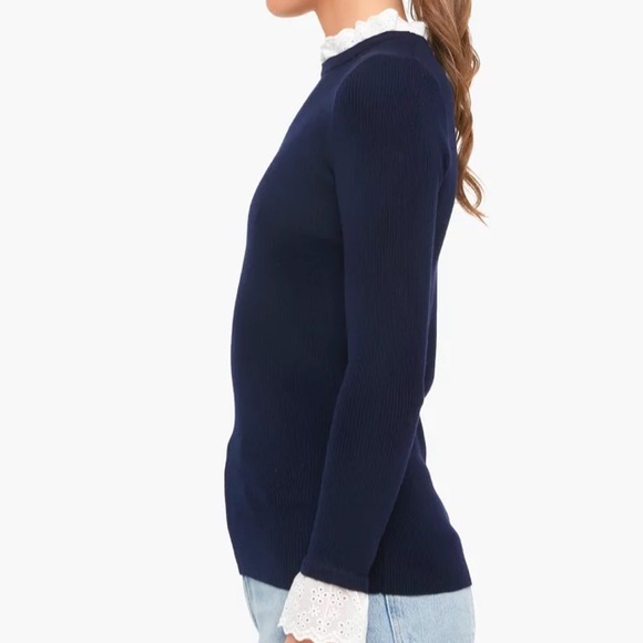 Navy Rosemary Eyelet Knit Top - Picture 3 of 13